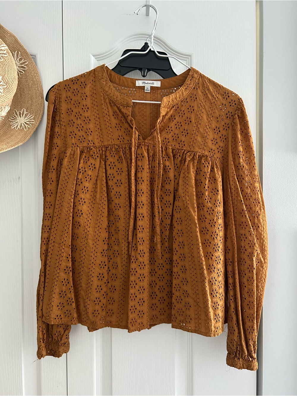Madewell Rust Eyelet Peasant Tunic